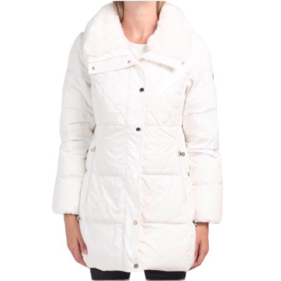 kate spade Jackets & Blazers - ♠️kate spade Quilted Feather & Down Puffer Coat, Cream Combo NWT